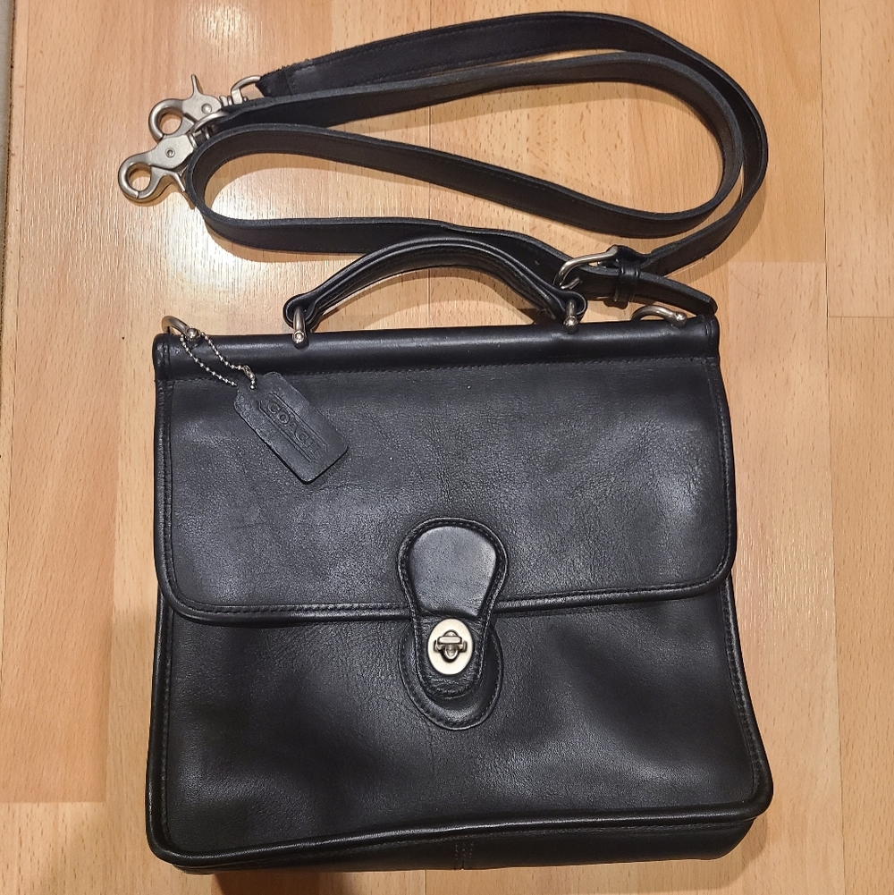Coach Willis Bag Black Leather Silver Hardware